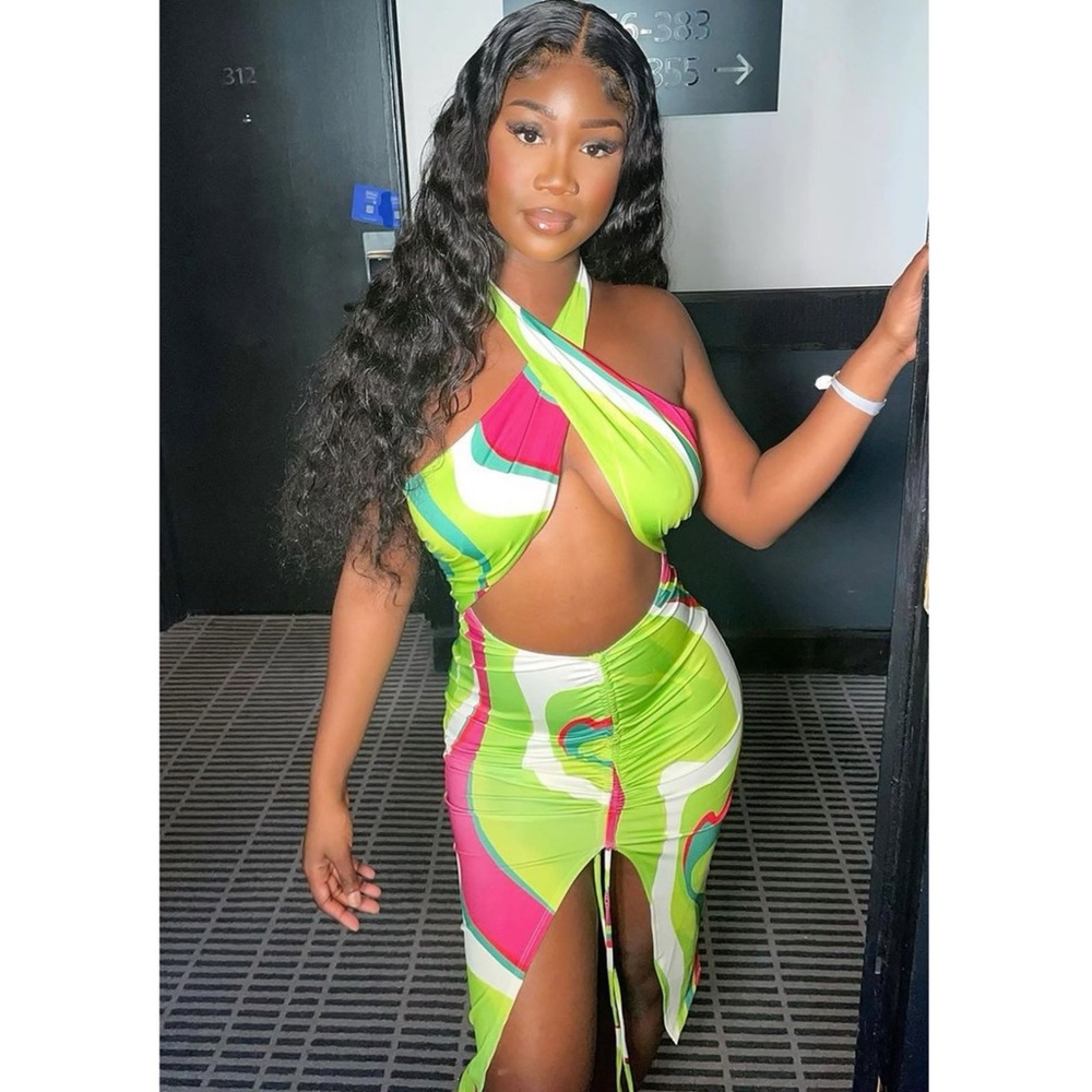 Multi color halter dress